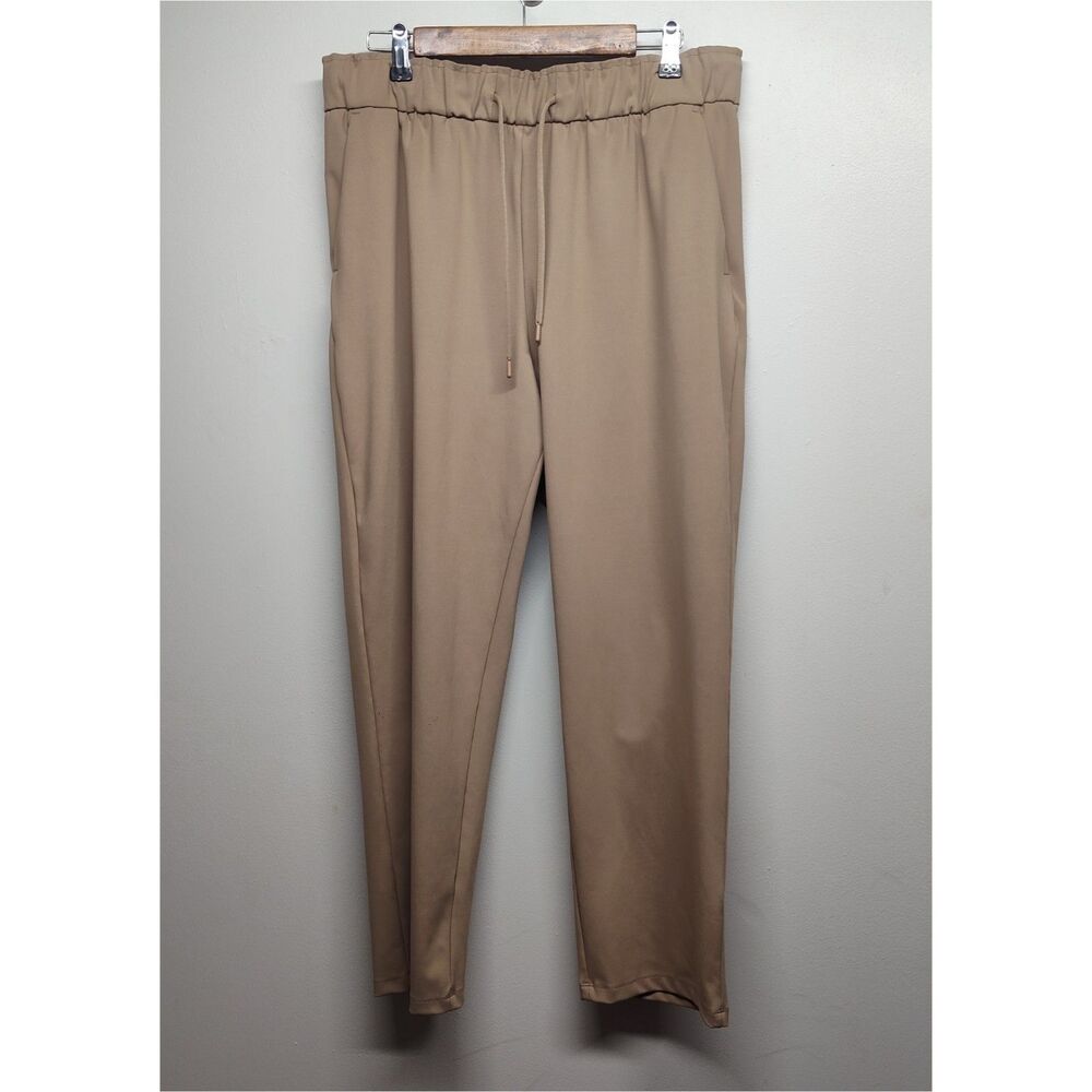 Hilary Radley Pants Women Size L Beige Elastic Waist Pockets Casual Workwear